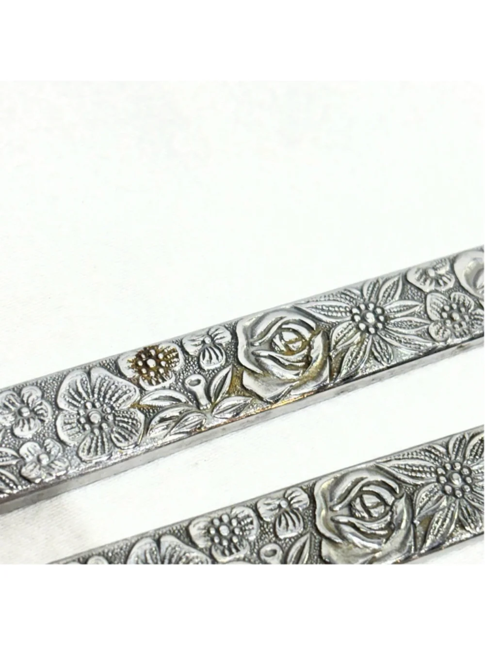 VTG Set of 3 Stainless Steel Japan Floral Rose Handle Dinner Knives Flatware MCM